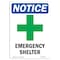 Signmission OSHA Notice, 7" Height, Emergency Shelter Sign With Symbol, 7" X 5", Portrait OS-NS-D-57-V-11896 - alternate 1